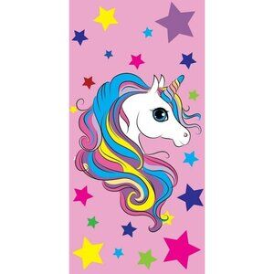 New Pink Unicorn Beach Bath Pool Gift Towel Pink Purple Stars Girls Magical NIP